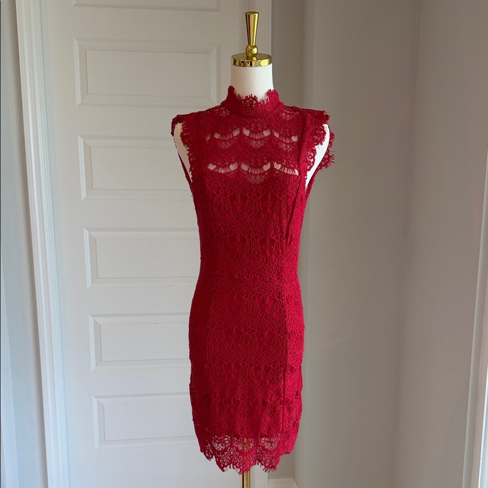 Free People Red Lace Mini Dress